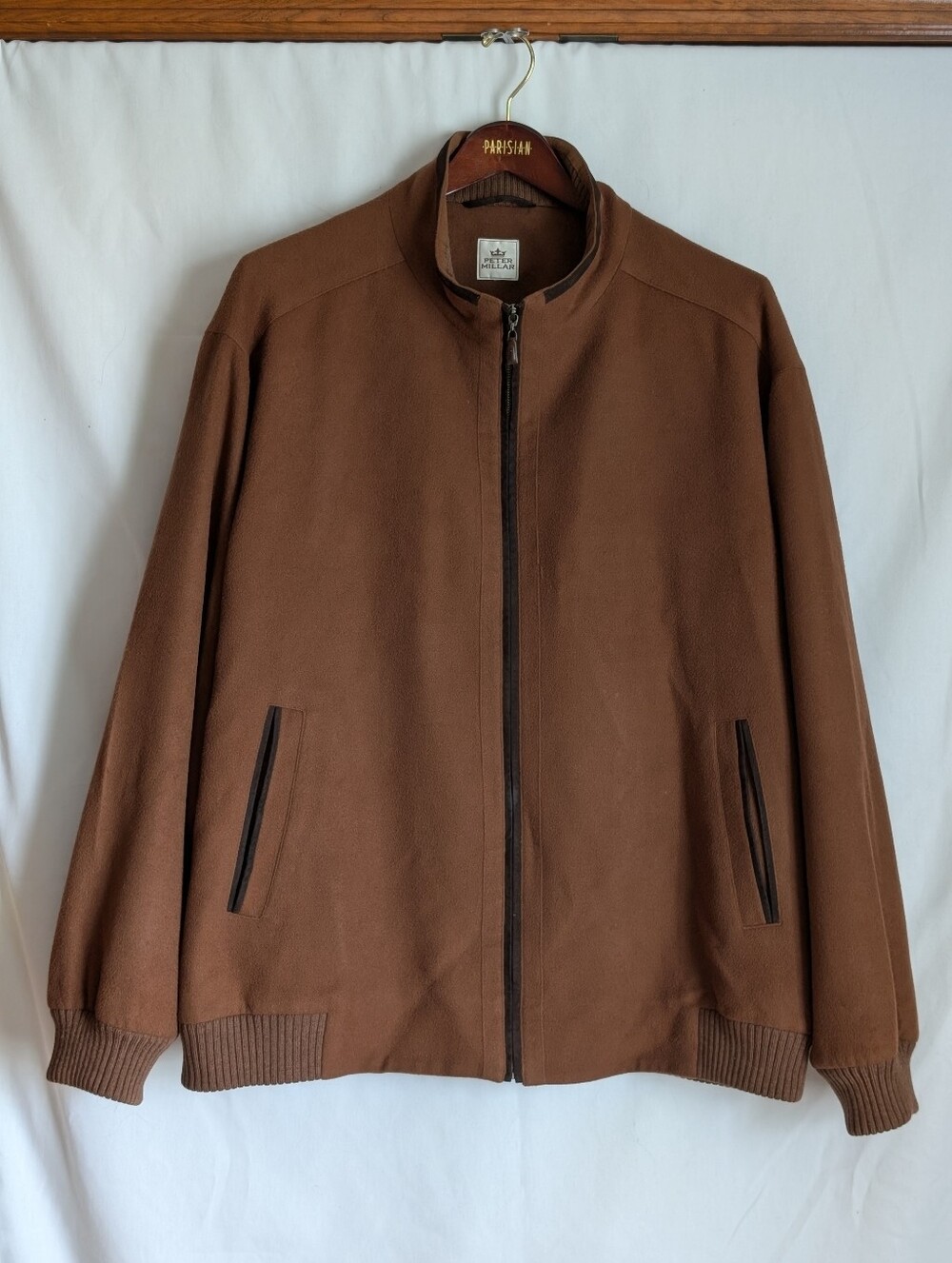 Peter Millar Crown Crafted XL Brown Wool Cashmere Blend Full Zip Bomber Jacket